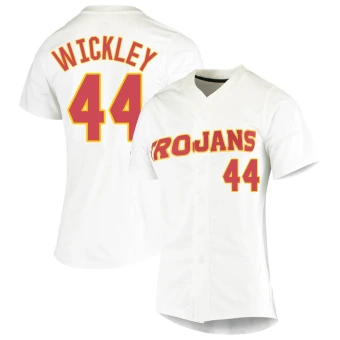 Women's USC Trojans Malikai Wickley Vapor Untouchable Full-Button Baseball Jersey - Replica White